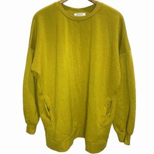 ZENANA Sweatshirt Oversized Tunic Crew Neck Long Sleeve Pockets Womens L Green